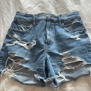 Distressed Blue Denim Shorts